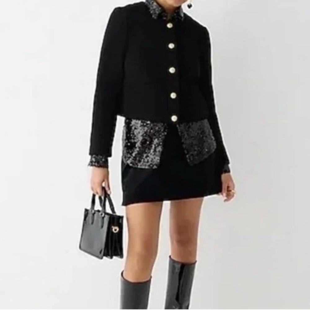 J Crew Holiday 2022
Louisa Lady Jacket 
Italian Boiled Merino Wool
Black 10